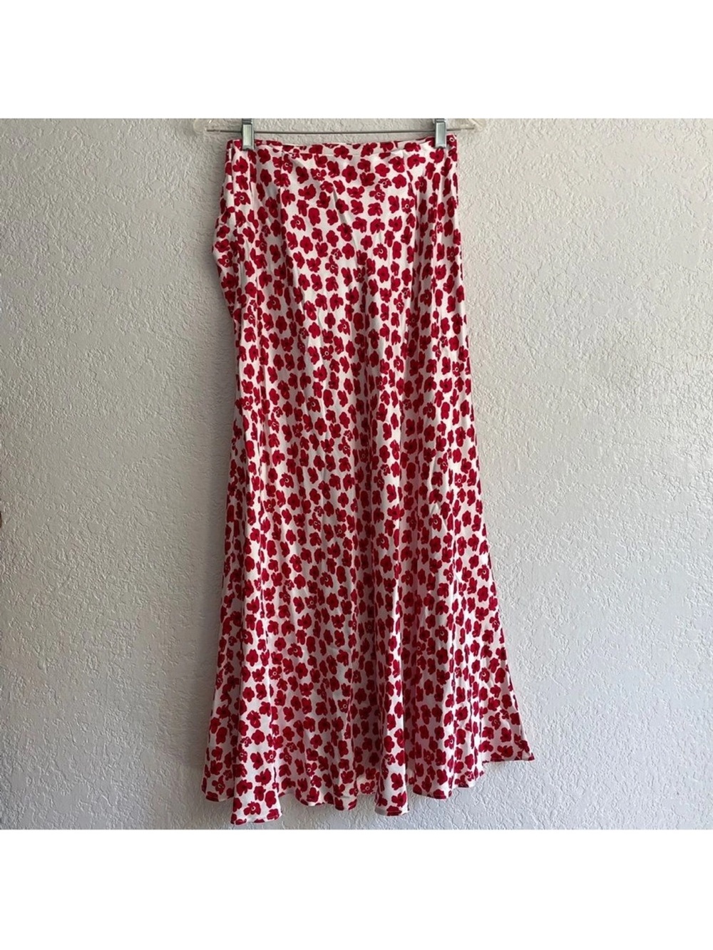 Maeve Midi Slip Skirt in Red Floral Print Medium - Picture 7 of 11
